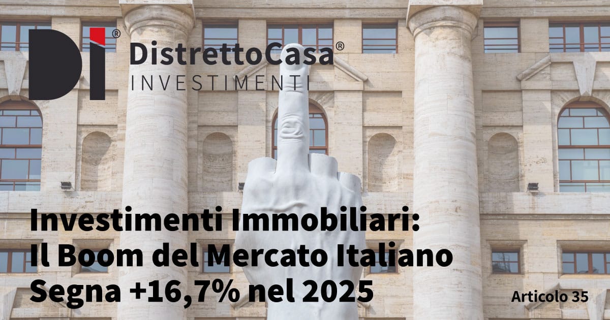 Investimenti immobiliari: il boom del mercato italiano segna +16,7% nel 2025